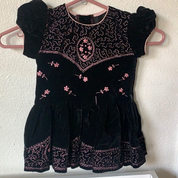 Vintage velvet embroidered peplum dress Vintage velvet embroidered peplum dress